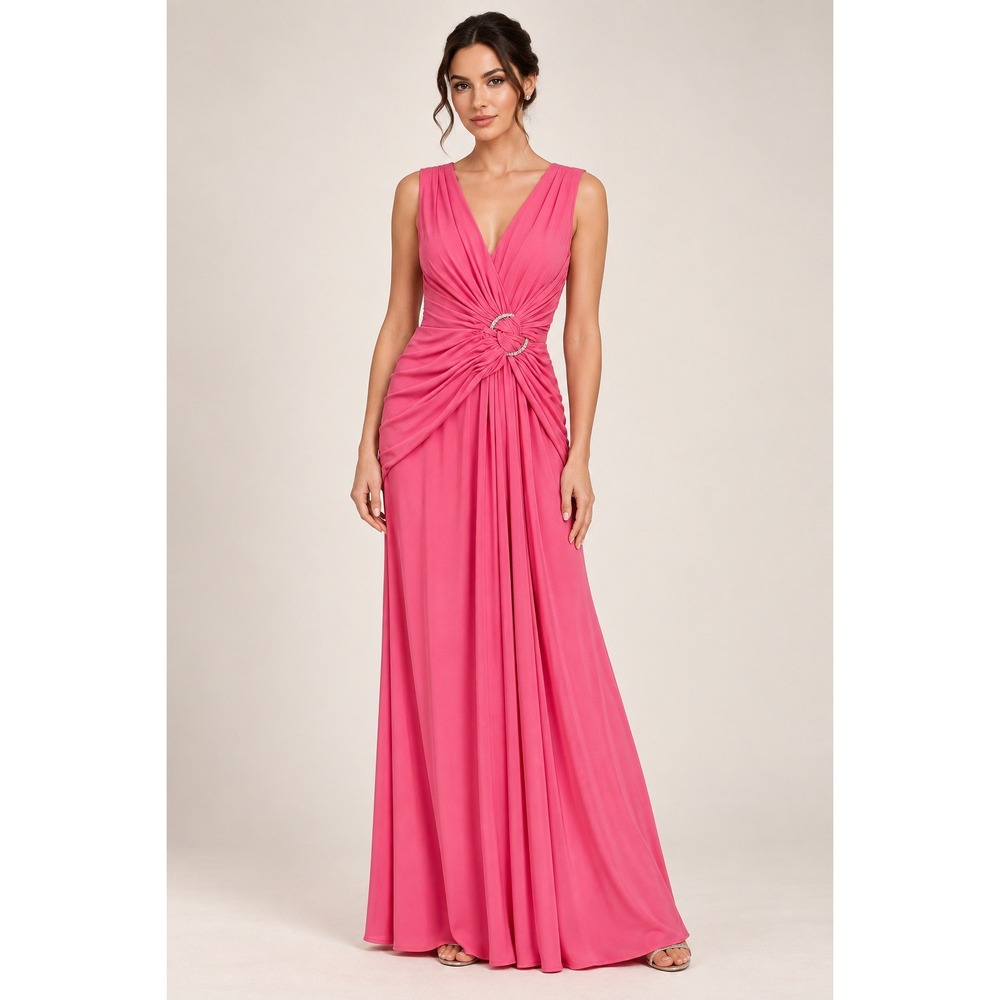 IEENA 70155 Mac Duggal 2 Hot Pink Rhinestone Waist Formal Wedding Guest Event
